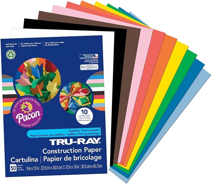 Tru-Ray Heavyweight Construction Paper, Hot Assorted Colors, 50 Sheets & - Image 6