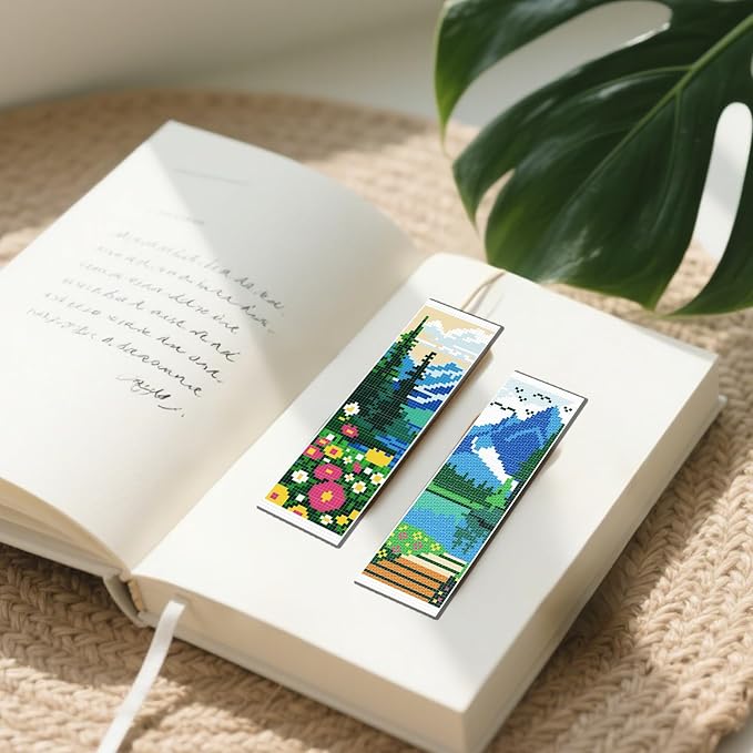 FREEBLOSS 6 Set Cross Stitch Bookmarks Kit Mountains&Rivers Stamped Cross - Image 6