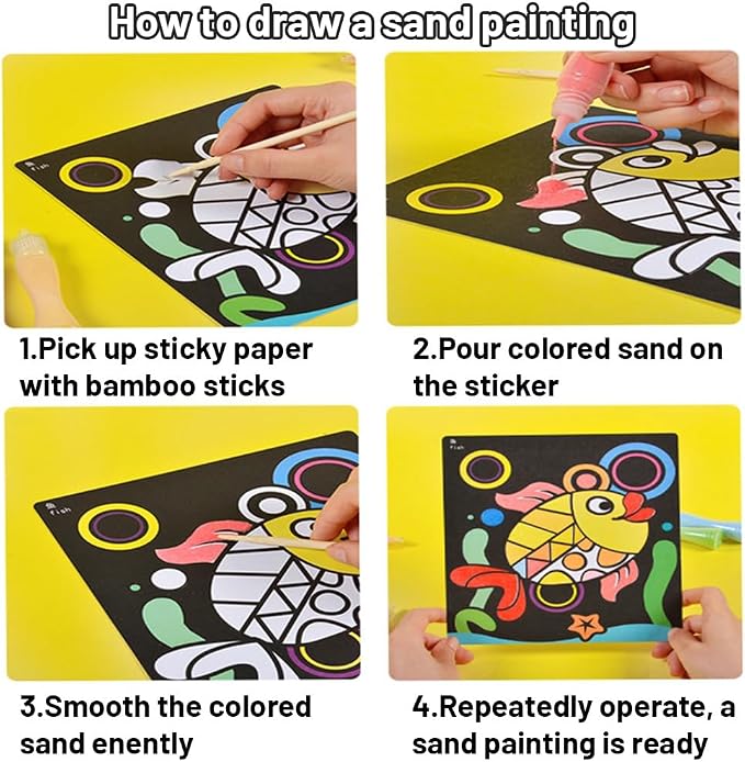 RivanPal Colorful Sand Art Kit Crafts, 26 Different Cartoons - Image 6