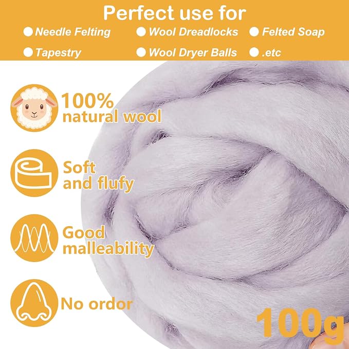 Grey Felting Wool, 3.5oz Felting Wool, Soft Wool Batting - Image 2