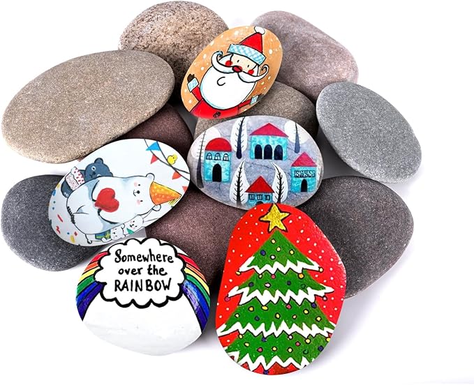 River Rocks for Painting 12 Pcs Large 3.5-5 Inch Flat Smooth Painting Stones by dojobkinb
