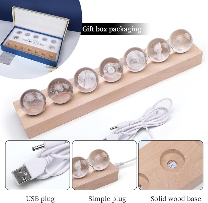 7 Pcs Planet 3D Solar System Crystal Ball Model Gift Space Astronomy Gift - Image 6