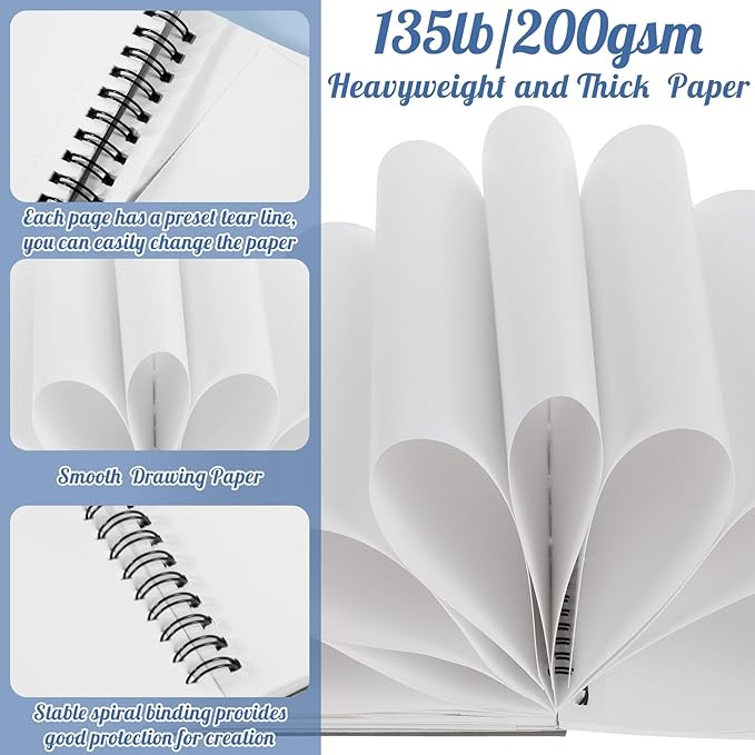 135lb/200gsm Marker Paper Pad, 8.3×8.9in Double Sided Bleedproof Sketch Pad - Image 4