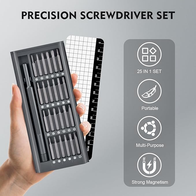 Christmas Stocking Stuffers for Men: 25-in-1 Mini Precision Screwdriver Set Small Bit Tool Set Gifts for Men Adults,Magnetic Torque Repair Tool Kit for Electronics Macbook Watch Eyeglass Ring Doorbell