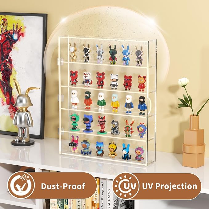 NIUBEE Acrylic Display Case for Figures: Dustproof Clear Wall Mounted or - Image 3