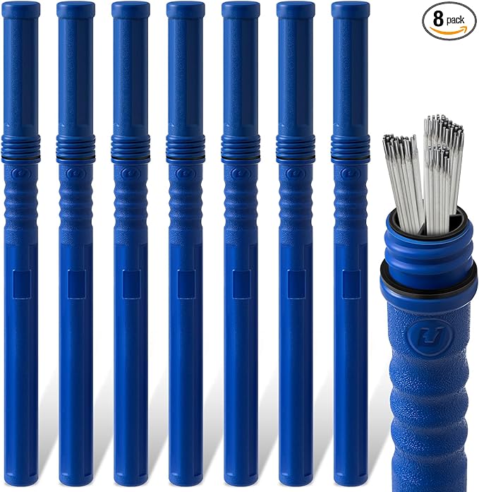 Tandefio 8 Pcs Welding Rod Storage Tube 40 Inch Tig Rod Storage Canisters Welding Electrode Holder Airproof Waterproof Container(Blue)