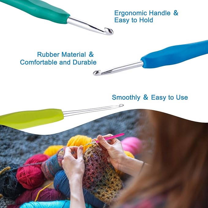 Vodiye 12 Sizes Crochet Hooks 2.0–8.0mm, Ergonomic Crochet Hook Set, Crochet - Image 2