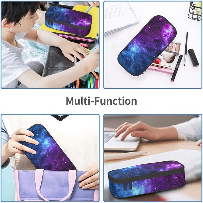 Blue Galaxy Star Purple Space Pencil Case Organizer Big Capacity Pencil Pouch - Image 7