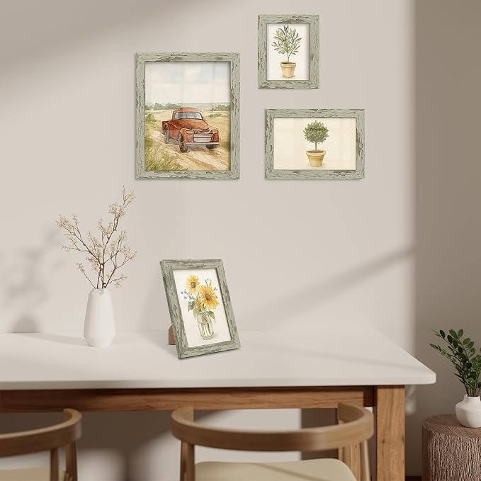 puthiac 5x7 Rustic Farmhouse Picture Frame, Taupe Grey, 1 Pack | Distressed MDF - Image 8