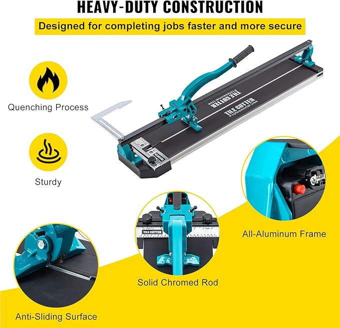 Mophorn Tile Cutter 31 Inch,Manual Tile Cutter Single Rail w/Precise Laser Positioning, Alloy Cutter Wheel with Ergonomic Handle, Accurate Rulers, For Large Tile 0.24"-0.59" Thickness