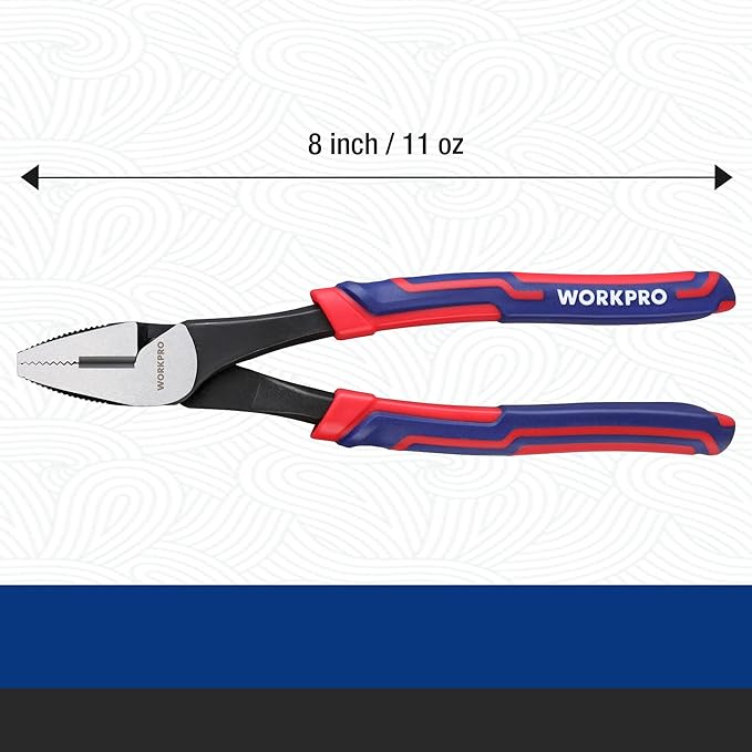 WORKPRO 8" Linesman Screw Extractor Pliers with Unique Non-slip Jaws, Stripped Screw Remover Tool, Lineman Pliers for Quickly Removal of Damaged or Rusted Fasteners