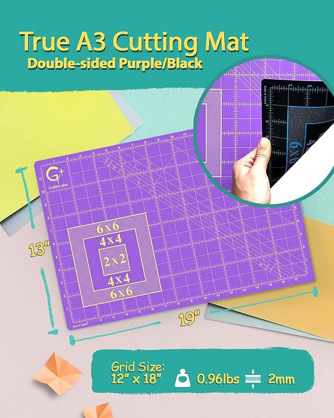 G+ Self-Healing Cutting Mat, True A3 12 x 18" Purple/Black Eco-Friendly - Image 2