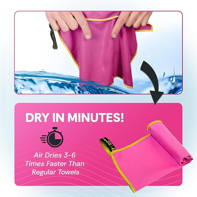 Backpacking Ultralight Quick Dry Microfiber Soft Fast Drying Hand and Face Towel Wash Cloth Camping Yoga Hiking Active Lifestyle Small (Magenta, Small)