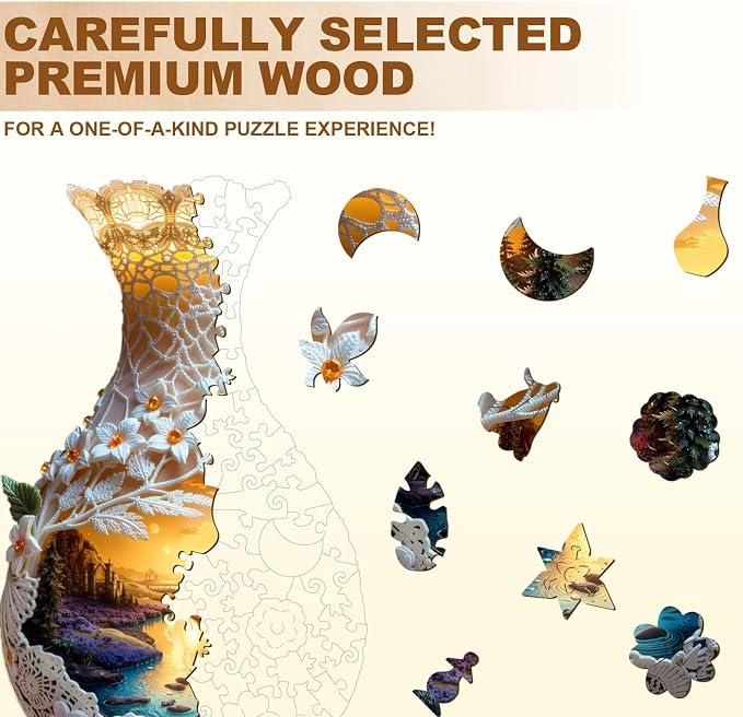 Scenery in Ceramic Vases Puzzles Adults Gifts Wooden 160 Pieces 14.8 * 7.8in - Image 3