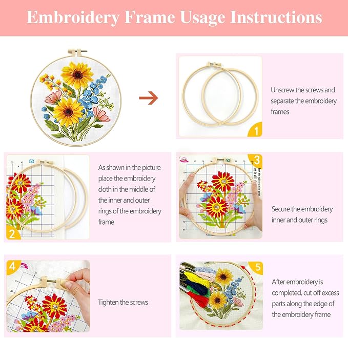 Zhenqing Sunflower Bouquet Cross Stitch Kit - Image 4