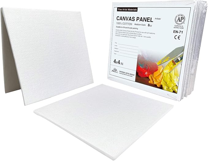 PHOENIX Small Painting Canvas Panels 4x4 Inch, 12 Value Pack - 8 Oz Triple - Image 5