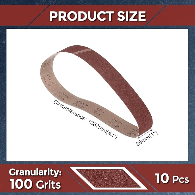 10 Pcs Sanding Belts 1 x 42 Inch 100 Grit Aluminum Oxide Abrasive Sandpaper for Belt Sander Metal Grinding Wood Working Weld Rust Removal