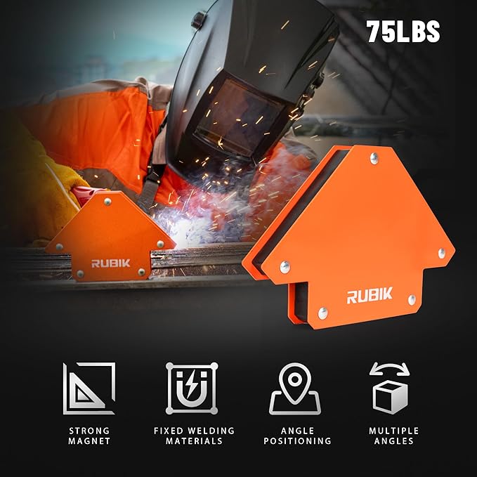 RUBIK 75LB Welding Magnets,Heavy Duty Welding Magnets Set, Welding Magnet Holder,45 90 135 Degree Angle Holding Magnet, Holding Power Welding Accessories,6 Pcs Pack
