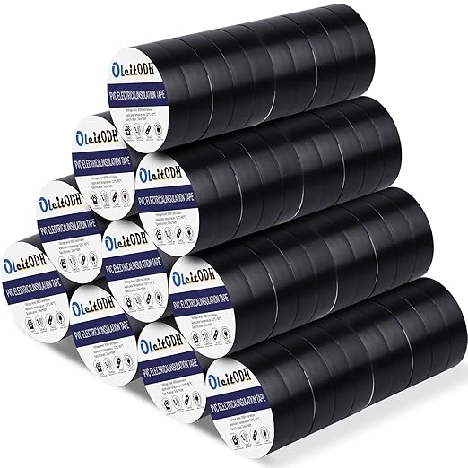 100 Rolls Black Electrical Tape Bulk 3/4 Inch x 66ft, Waterproof Vinyl Electric Tape High Temp Insulation Tape for Electrical Protection Home Outdoor Electric Insulating Wire Wrapping