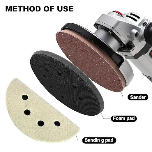 4Pack 5 Inch 8 Holes Orbital Sander Foam Pad,Hook and Loop Foam Sanding Pads,Sponge Cushion Buffer Backing Pad for Orbital Sander