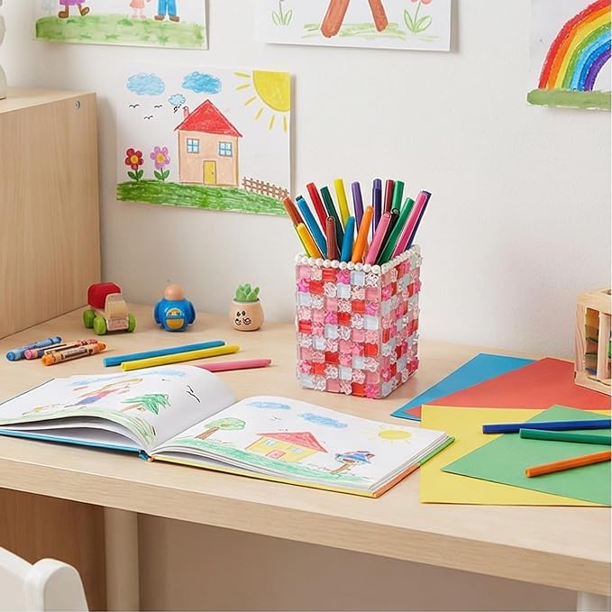shuielai Mosaic Pen Holder Kit, Acrylic Tile Craft Set Creates Desk Organizer - Image 5