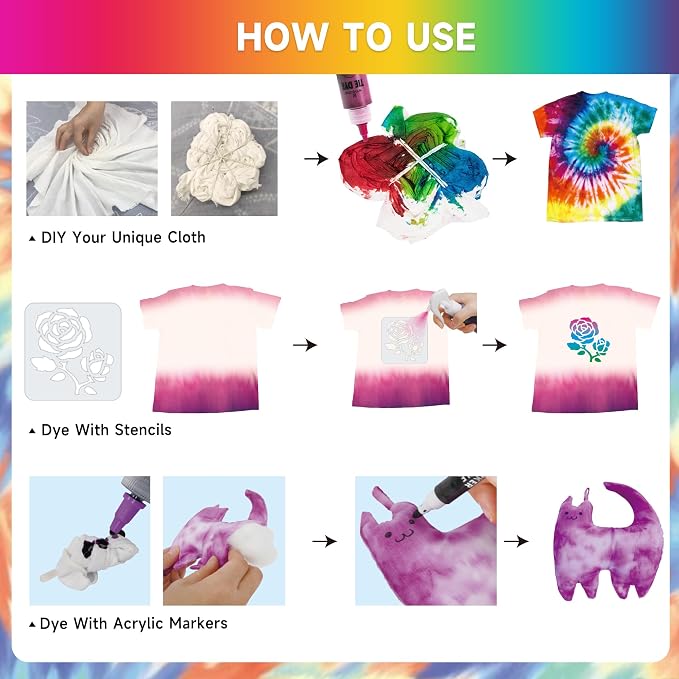 16-Color Tie Dye Kit for Kids & Adults – Includes Fabric Markers, Pre-Filled - Image 3
