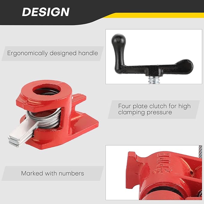Wood Gluing Pipe Clamp Set | 3/4" Heavy Duty Woodworking Cast Iron Pipe Clamps Quick Release Pipe Wood Clamps (8 Pack, 3/4")