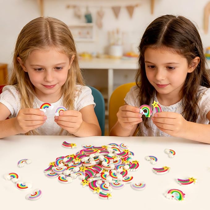 JUNEBRUSHS 80 Pcs Mini Resin Rainbow, Tiny Rainbow Themed Ornaments 8 Styles - Image 4
