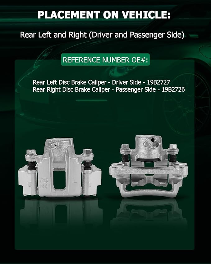 SCITOO Rear Left+Right Brake Calipers With Bracket 19B2726 19B2727 Compatible For Toyota For 4runner 2003-2009 For Toyota FJ Cruiser 2007-2014