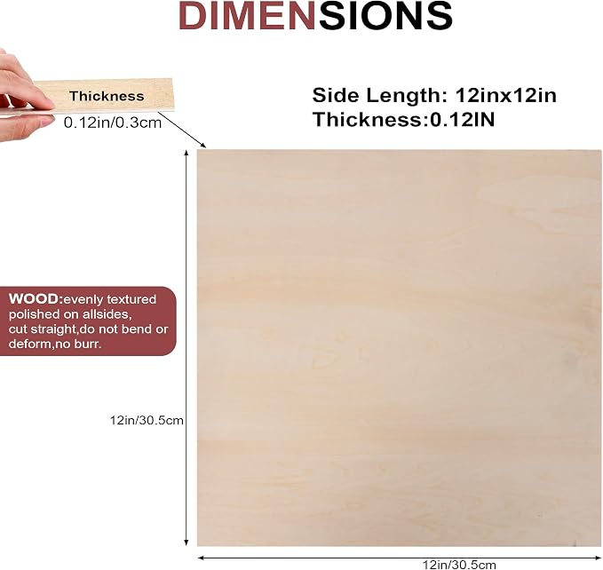 30 Pack 12"x12"x1/8" Basswood Sheets - Image 2