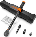 HORUSDY 3/8" 5PCS Torque Wrench Set(5–45 ft-lb/ 6.8–61 Nm) – Torque Wrench 3/8 Drive with 3" Extension, 3/8" to 1/4" & 3/8" to 1/2" Adapters, Case for Bike, Car, Moto & Other Repair