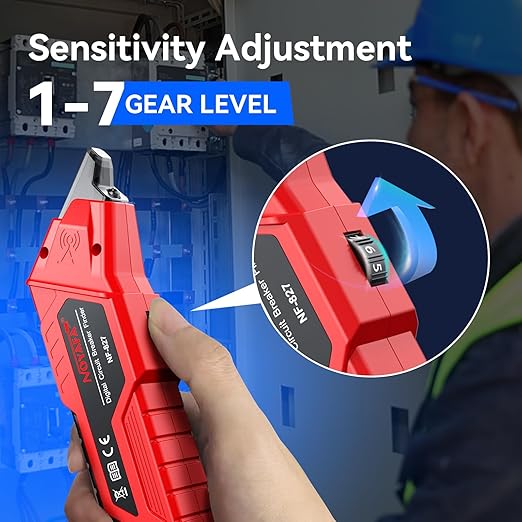 NOYAFA NF-827 AC Circuit Breaker Finder, New Upgraded Quickly Identify 90-120V NCV Circuit Breaker Finder Tool Kit with Integrated GFCI Outlet Tester, Electric Tester with Storage Case, Flashlight