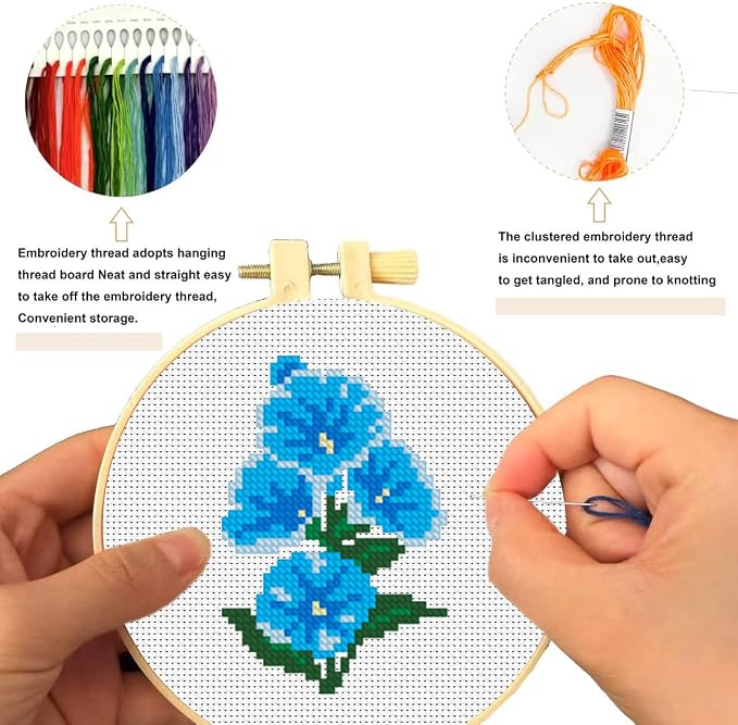 Zhenqing 12 Flowers Printed Cross Stitch Kit - Image 3