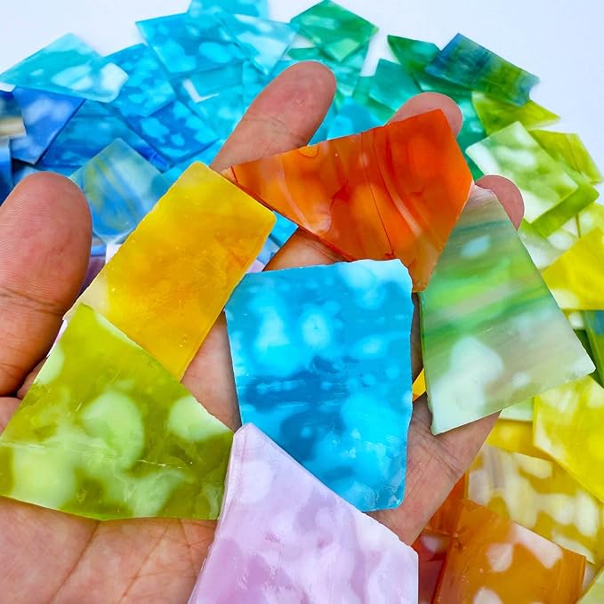 LITMIND 2.2LB Irregular Stained Glass Scraps – Mottled Opal Rainbow Mix - Image 5