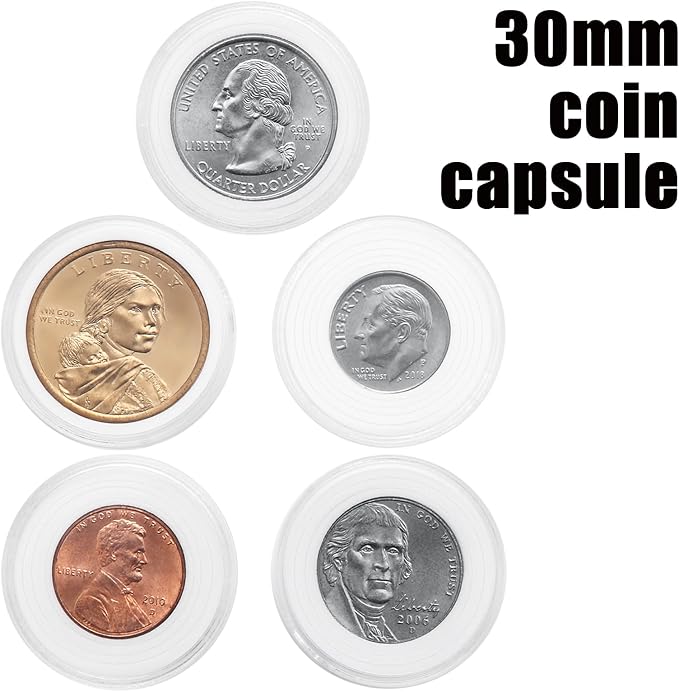 MUQING 240 PCS 30mm Plastic Coin Capsule Holder, 5 Sizes Protect Gasket Coin - Image 4
