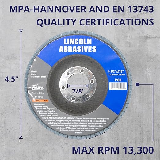 20 Pack Flap Discs 60 Grit 4.5" x 7/8" Sanding Discs