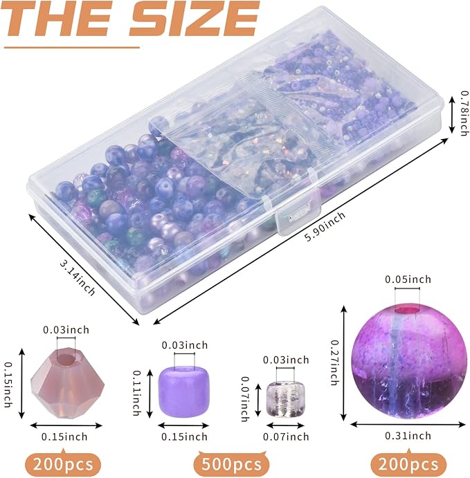 Assorted Beads Bracelet Making Supplies, Lavender Violet Beads-900pcs: Glass - Image 2
