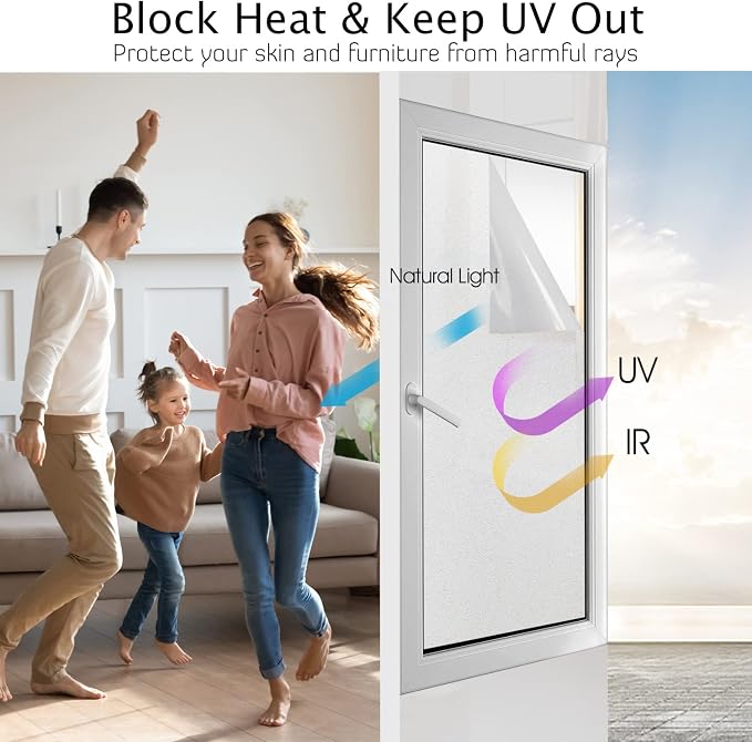 HIDBEA Frosted Window Privacy Film Non-Adhesive, Reusable Window Glass Films - Image 2