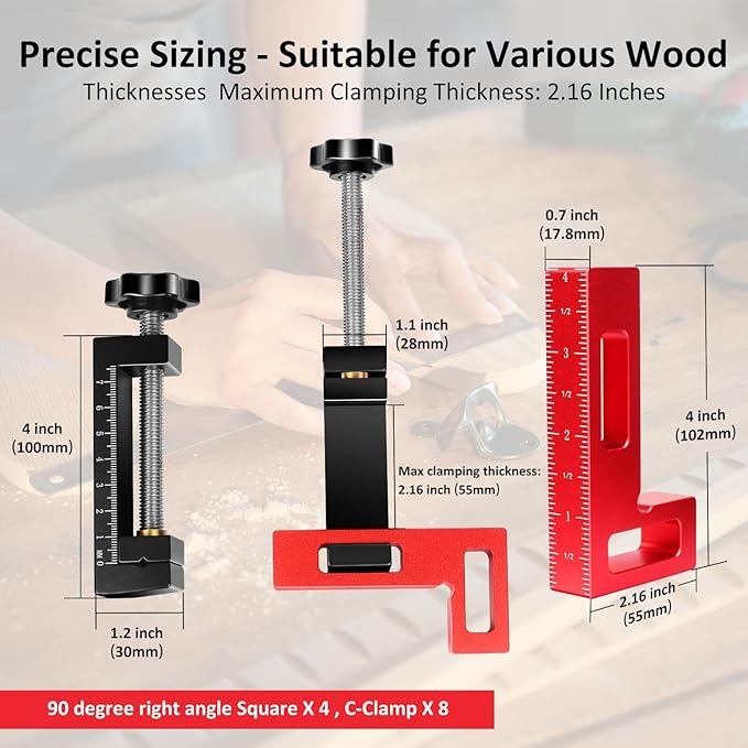 Corner Clamp for Woodworking, 90 Degree Corner Clamp, Right Angle Clamp Woodworking Tools, Aluminum Positioning Squares for Picture Frames, Cabinets, Drawers