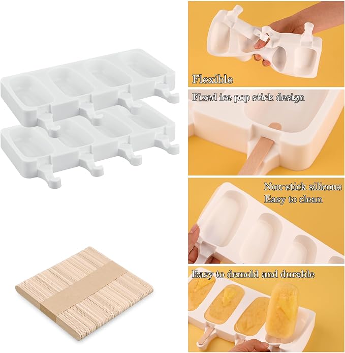 Sakolla 2 Pack 4 Cavity Popsicle Silicone Molds - Image 3