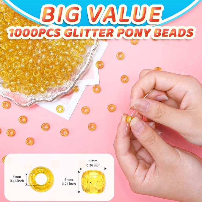 Iooleem Glitter Pony Beads, Beads - Image 2