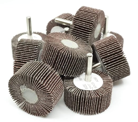 Benchmark Abrasives 2" x 1" Aluminum Oxide Flap Wheel with 1/4" Shank Mounted, Perfect for Woodworking Grinding Polishing Rust Paint Removal (10 Pack) - 60 Grit