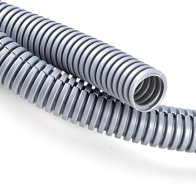 ZhiYo 20FT 1/2” Wire Loom Split Tubing Auto Wire Conduit Flexible Cover | High Temperature Heat Resistant -40F to 257F | Plastic Cover for Electrical Wires & Cables, Grey