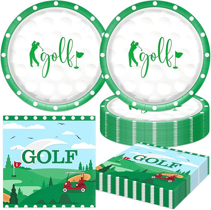 40Pcs Golf Birthday Party Decorations Green Birthday Plates and Napkins by Unknown