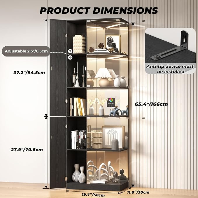 VersionTECH. Glass Display Cabinet - Image 2