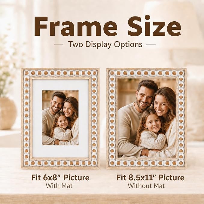 Solid Wood 8.5x11 Picture Frame Beaded Frame - Image 3