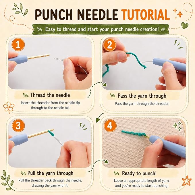 Punch Needle Kit for Beginners – Calf Punch Stitching Kit for Adults, DIY - Image 8