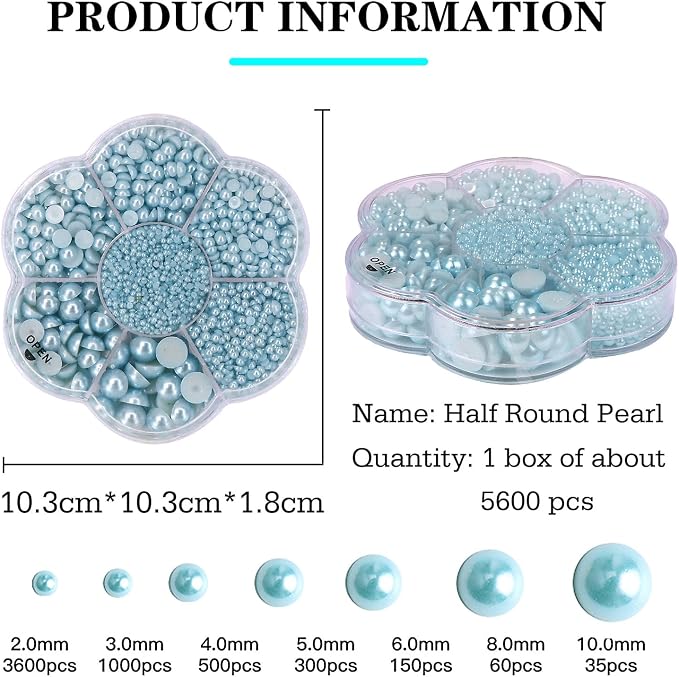5600PCS Half Round Pearls Flatback Imitation Pearls - Image 2