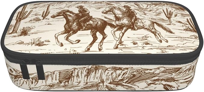 Western Vintage Desert Cactus Cowboy Pencil Case Organizer Big Capacity Pencil - Image 9