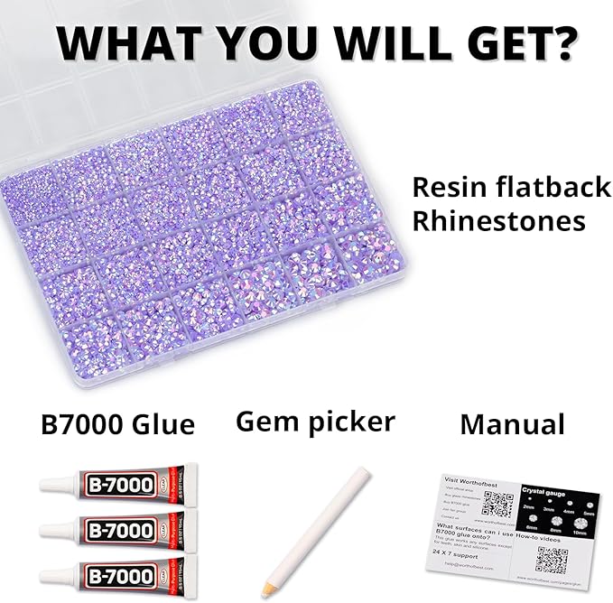 33000Pcs Lavender Rhinestones for Bedazzling, Mixed Sizes 2-6mm Bedazzler Kit - Image 2